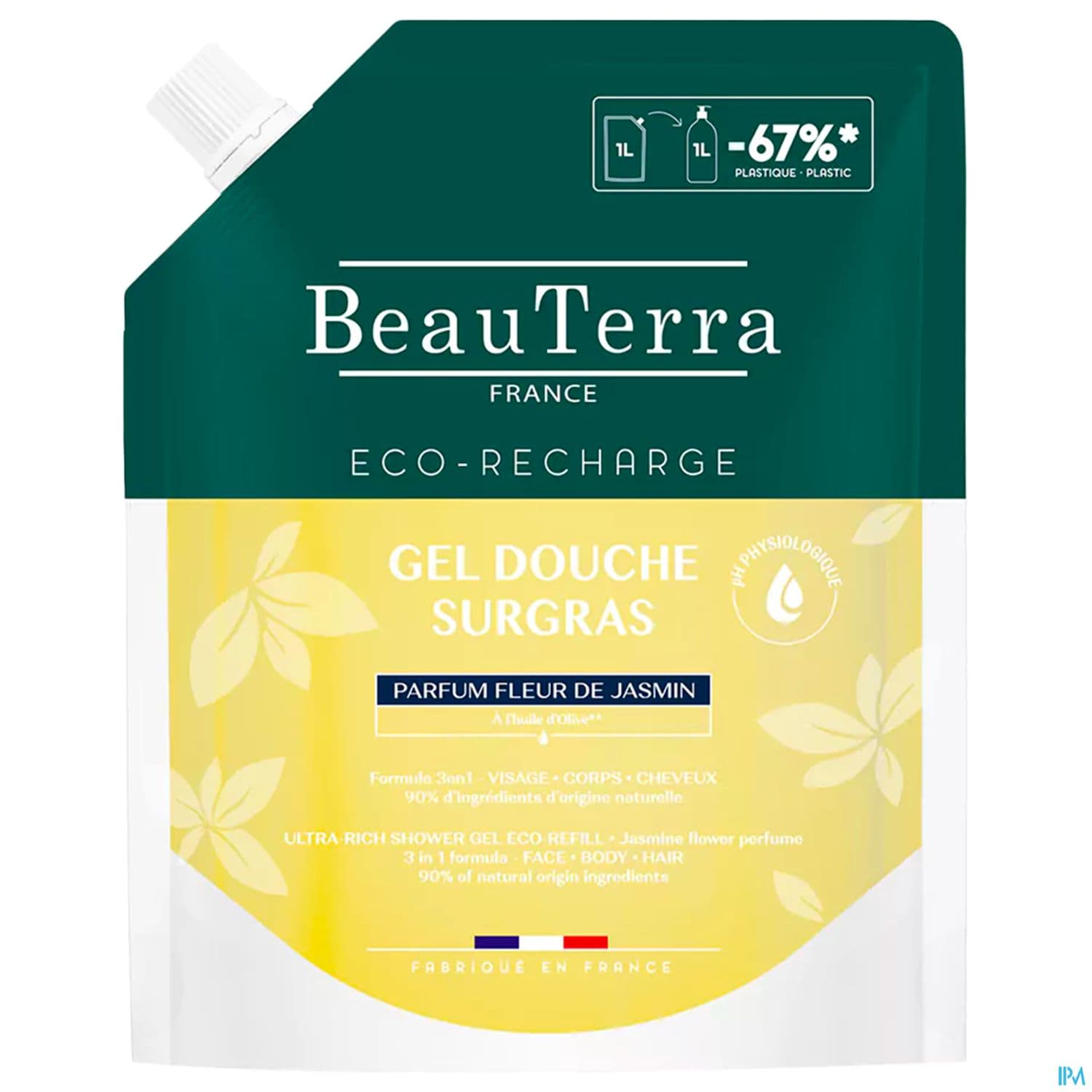 Beauterra Gel Douche Surgras Jasmin Ecorecharge 1l