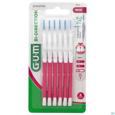 Gum Bidirection Brossette Conique Fine 1mm2 X6