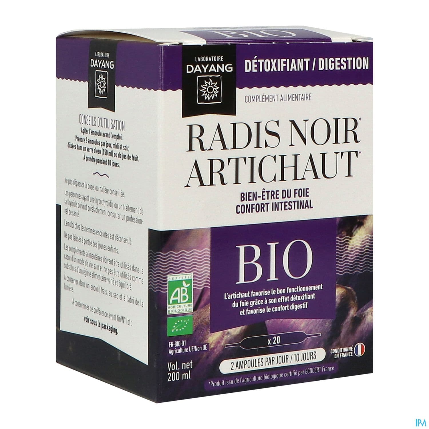 Dayang Artichaut Radis Noir Bio Ampoule 10ml 20