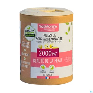 Nat Et Form Ecoresponsable Huile De Bourrache Onagre Bio Capsule 120