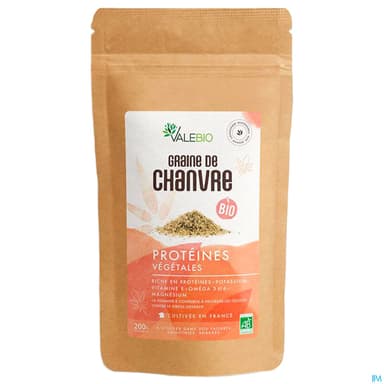 Valebio Proteines Vegetale Graine De Chanvre Decortiquee Bio 200g