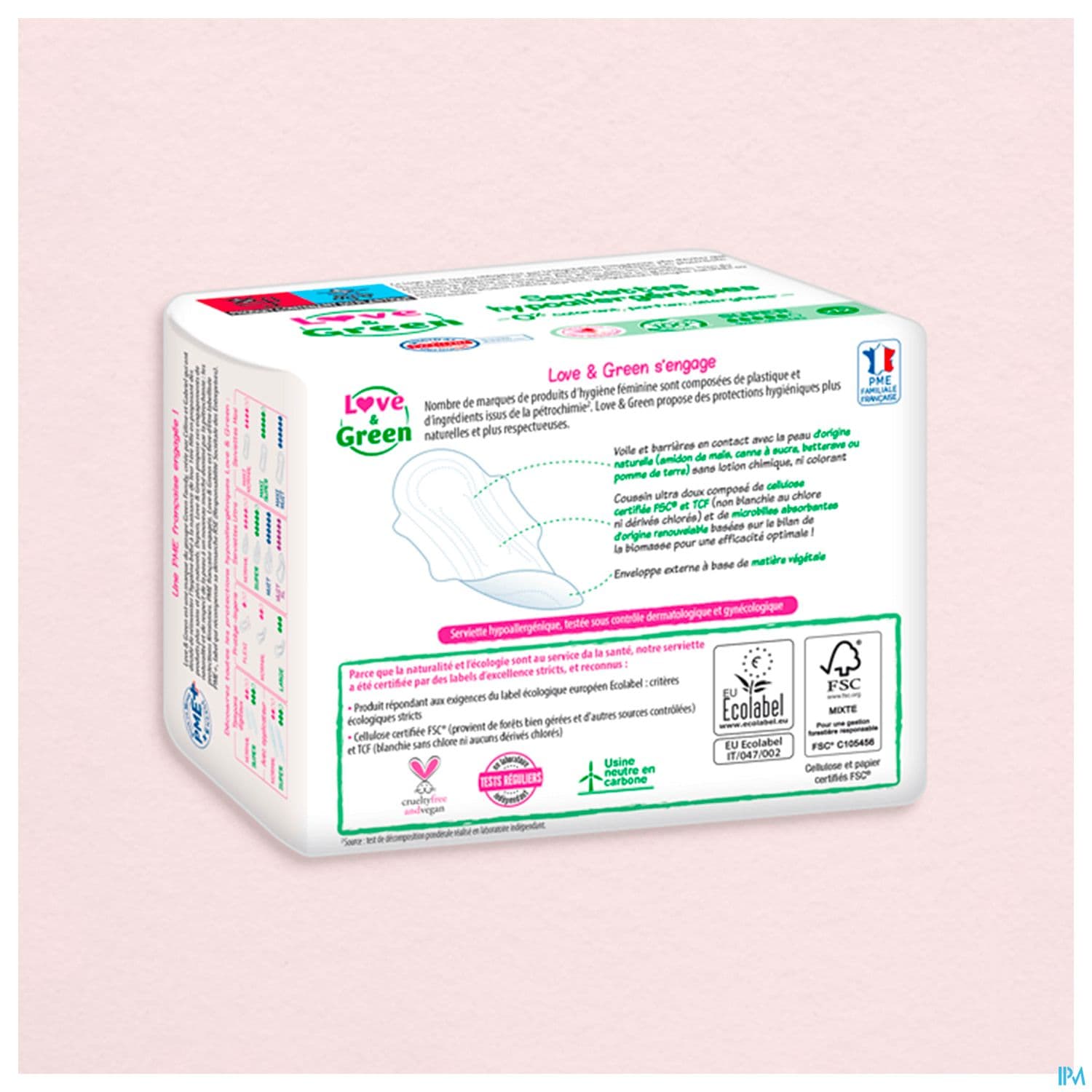 Love Green Serviettes Ecolabellisees Et Hypoallergeniques Ultra Super X12 Avec Ailettes