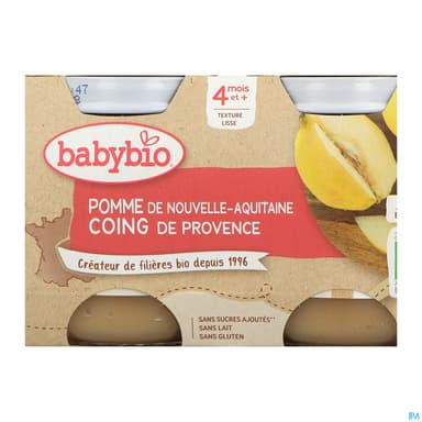 BABYBIO POMME COING 2X130G