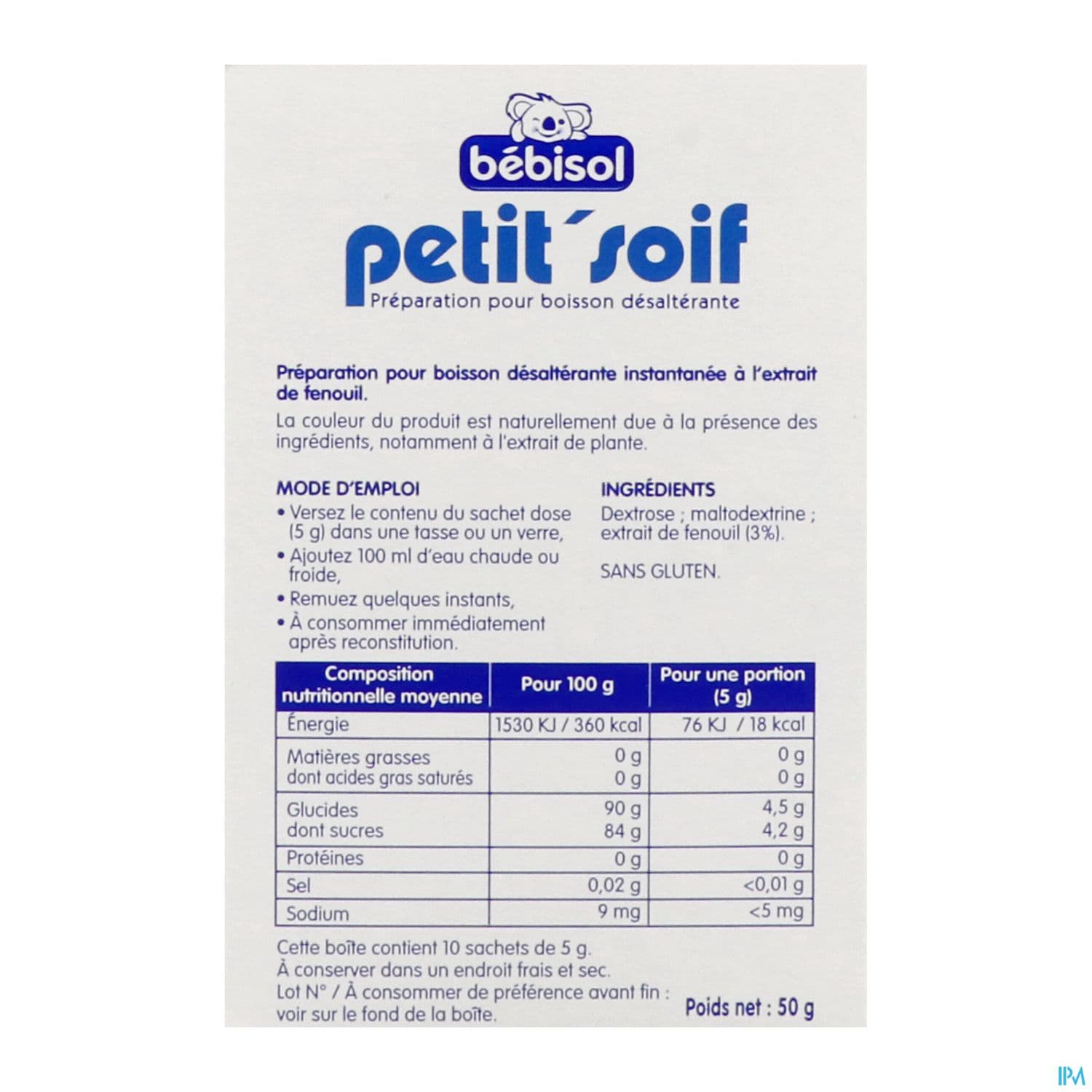Bebisol Petit Soif Preparation Pour Boisson Fenouil Sachet 10