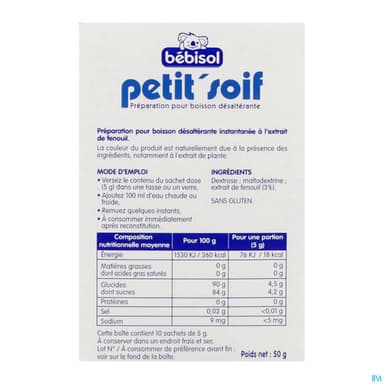 Bebisol Petit Soif Preparation Pour Boisson Fenouil Sachet 10