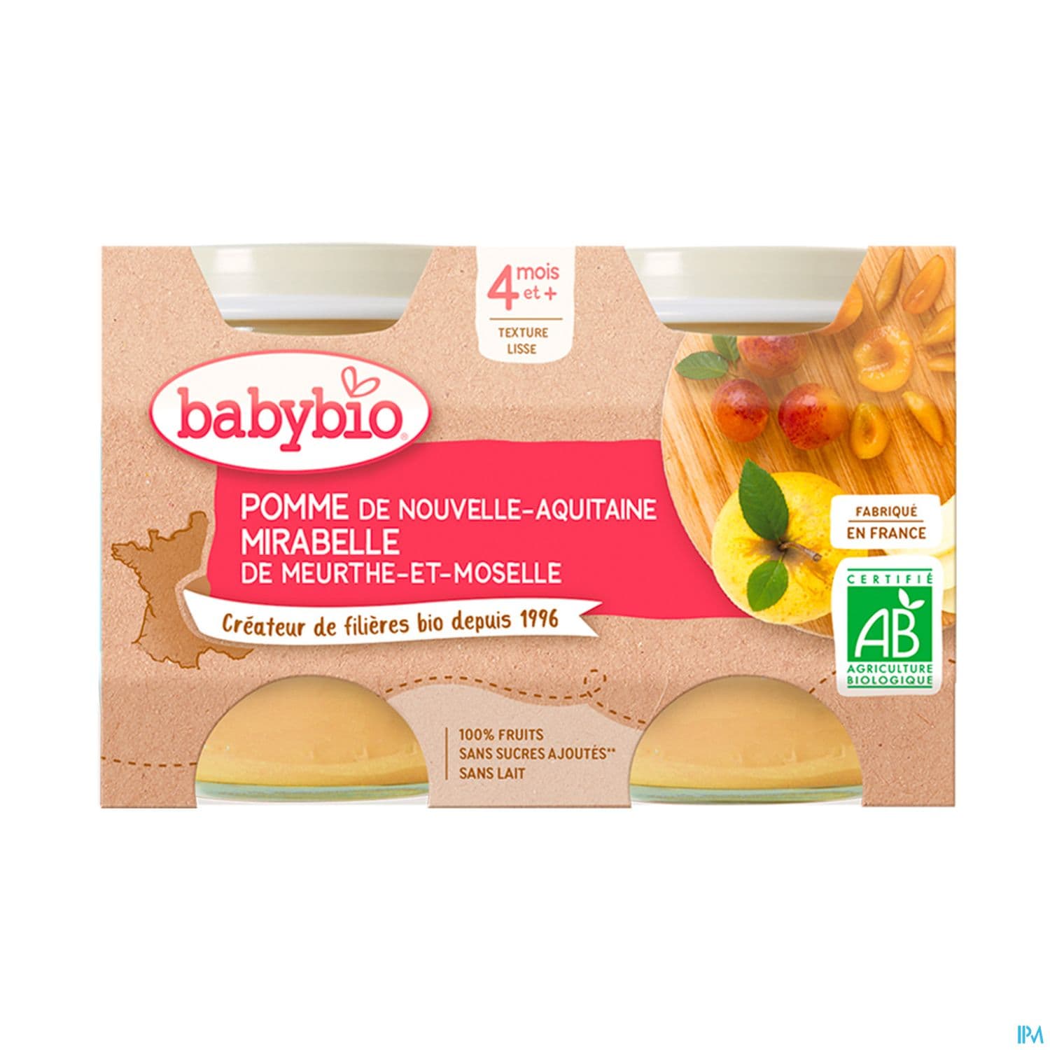 BABYBIO MIRABELLE/POMME 2X130G