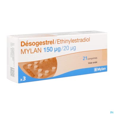 Desogestrel Ethinylestradiol Mylan 150mcg/20mcg Comprime 21 X3