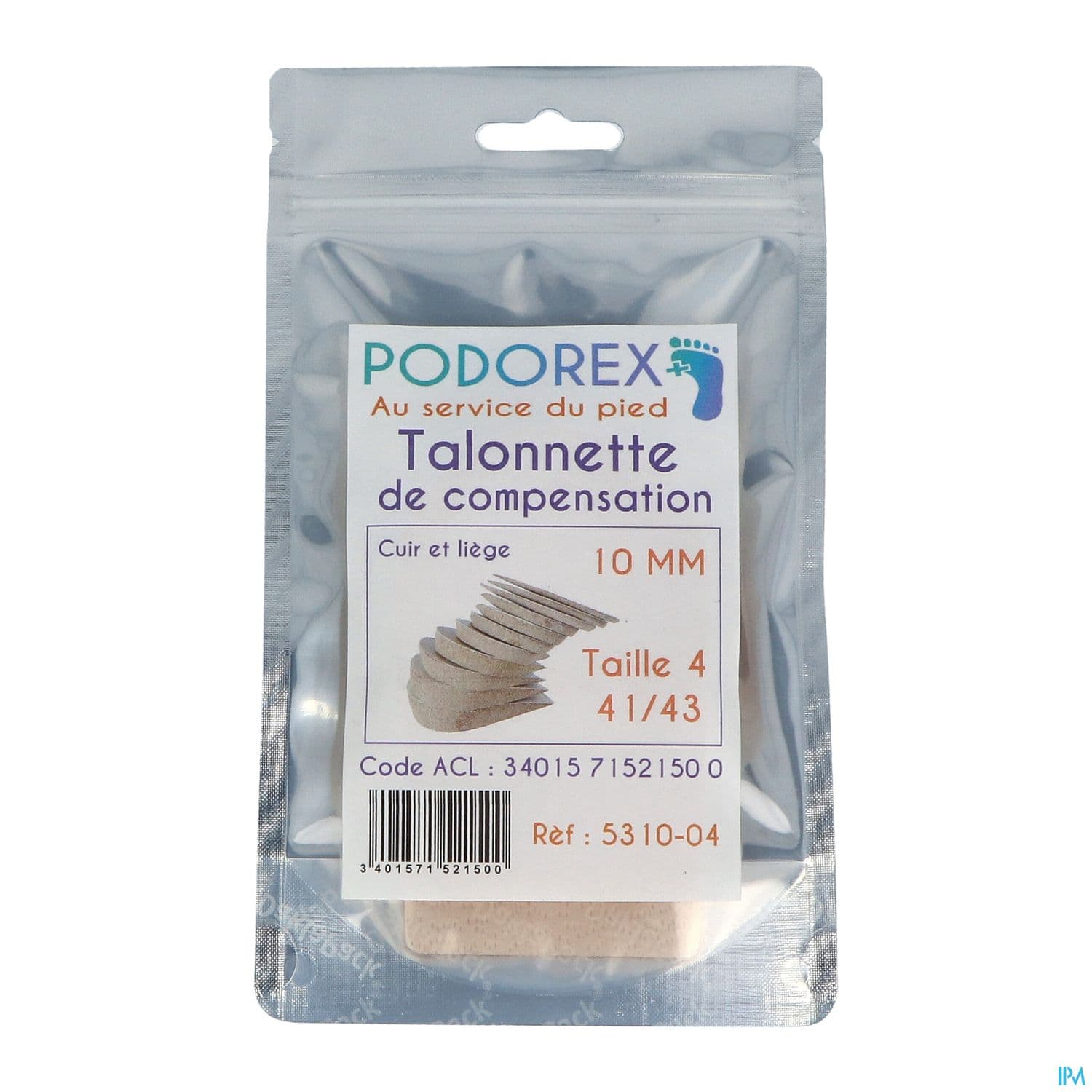Podorex Talonnette Liege Cuir 10mm 41/43