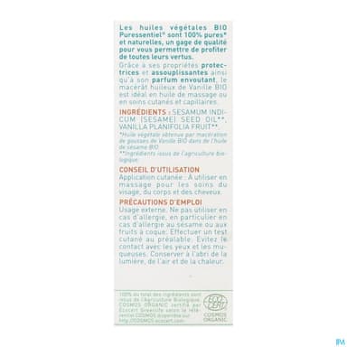 Puressentiel Huile Vegetale Bio Vanille 50ml