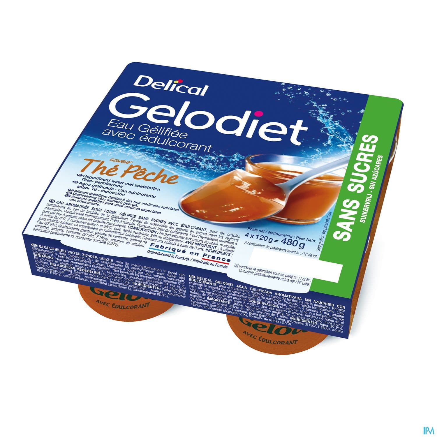 Gelodiet Eau Gelifiee Edulcoree The Peche 120g X4