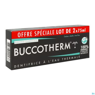 Buccotherm Dentifrice Bio Blancheur Charbon 75ml X2