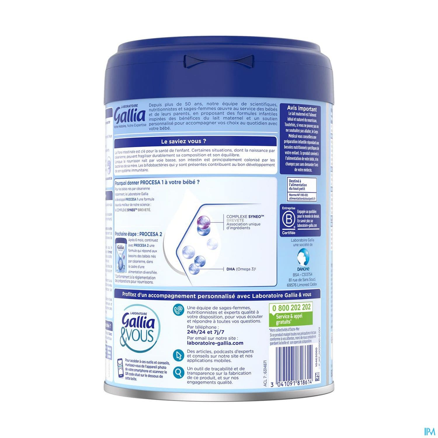 GALLIA PROCESA LAIT 1AGE 800G