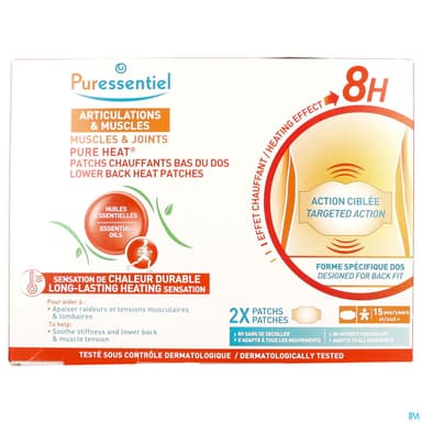 Puressentiel Patch Chauffant Bas Du Dos Pure Heat Articulations Muscles Aux 14 Huiles Essentielle X2