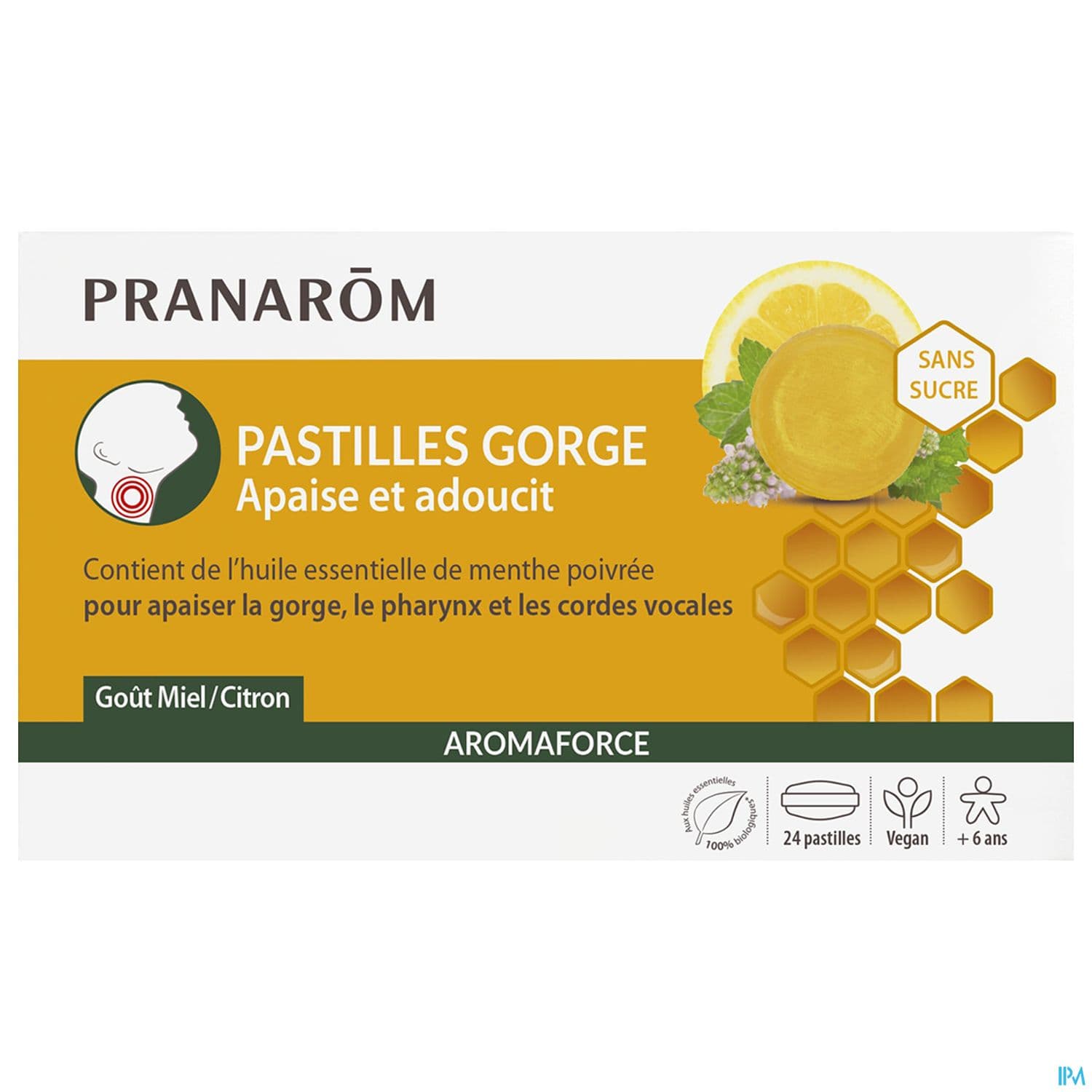 Pranarom Aromaforce Pastilles Gorge Miel Bio 24