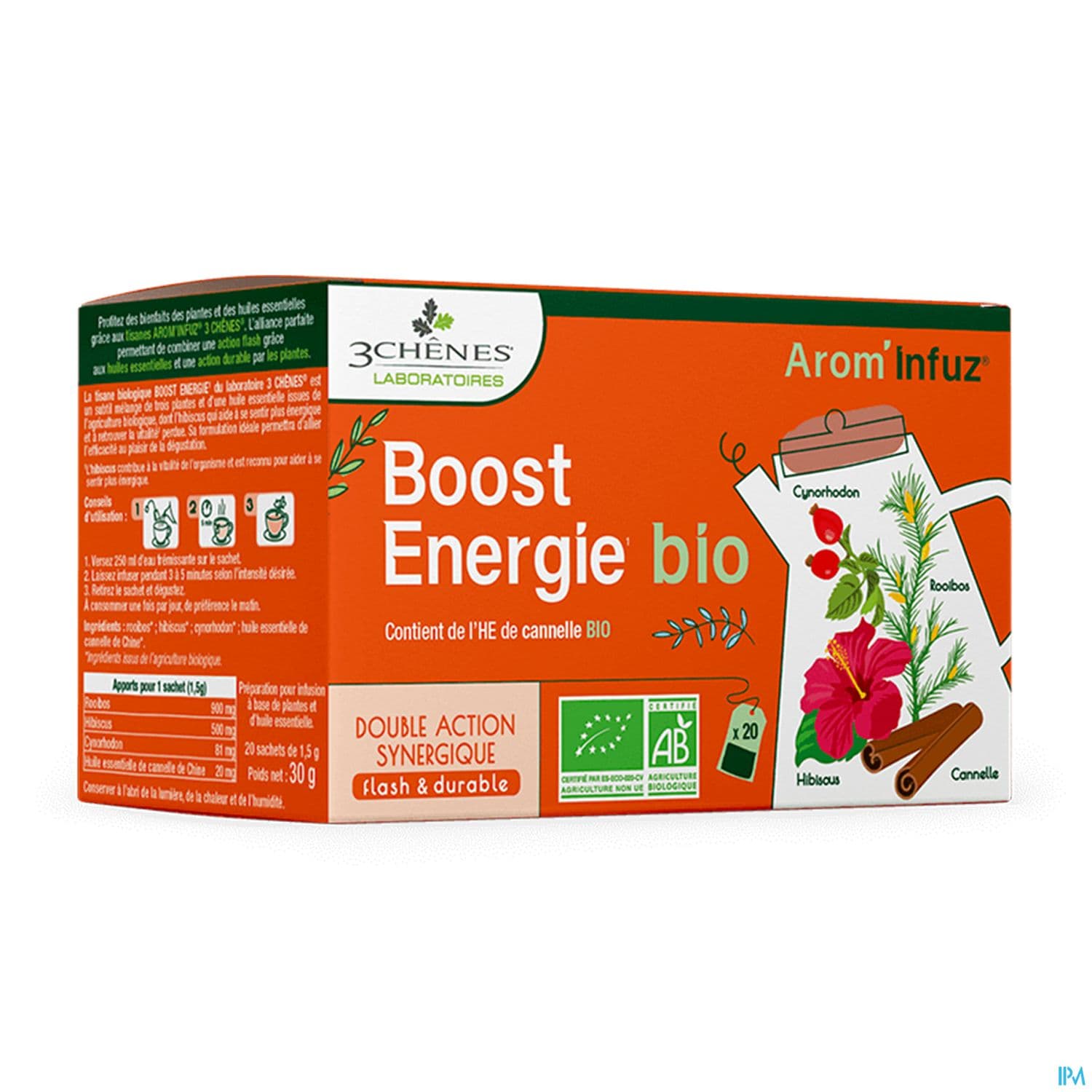 3chenes Arom'infuz Tisane Bio Boost Energie Sachet 20