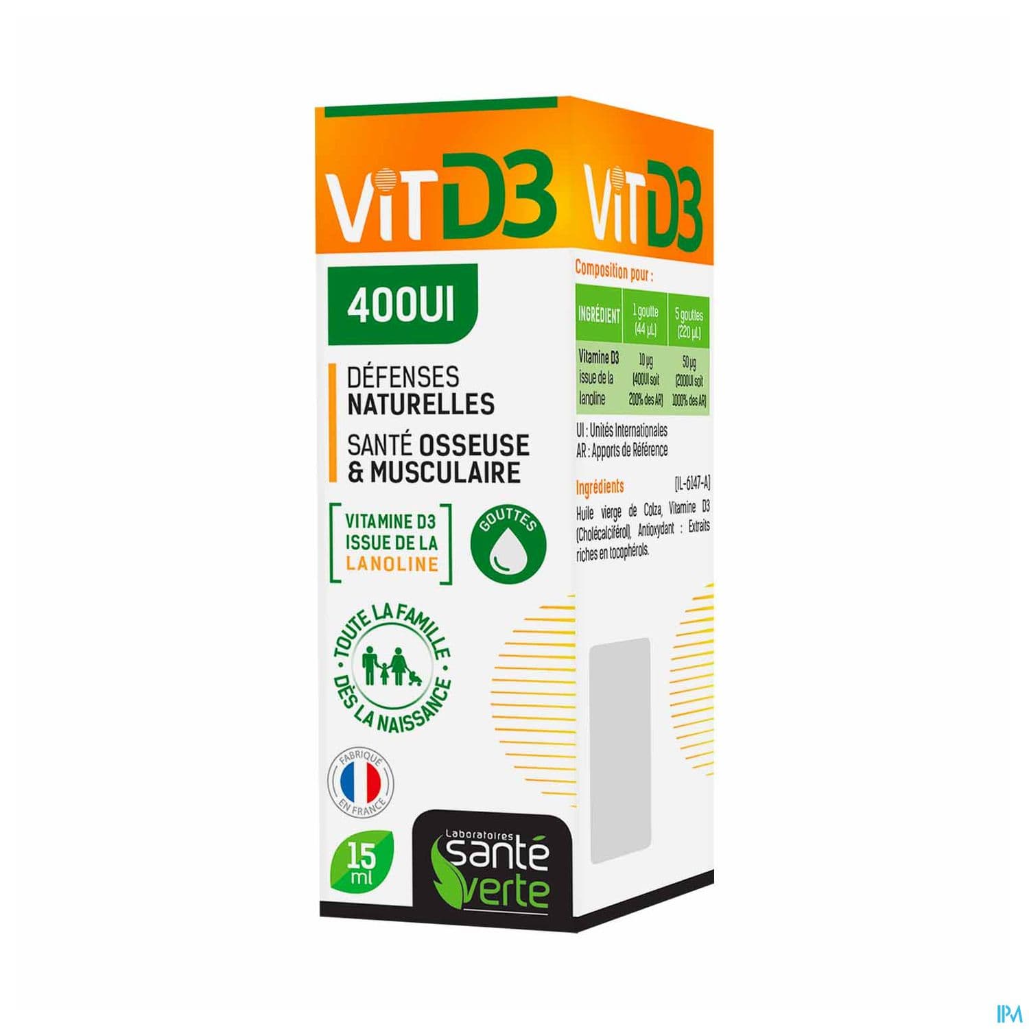 Sante Verte Vitd3 400ui Gouttes 15ml
