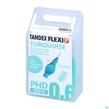Flexi Tandex Brossette Interdentaire Cylindrique Manche Flexible Court Turquoise X6