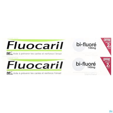 Fluocaril Bi Fluore 145mg Dentifrice Blancheur 75ml X2