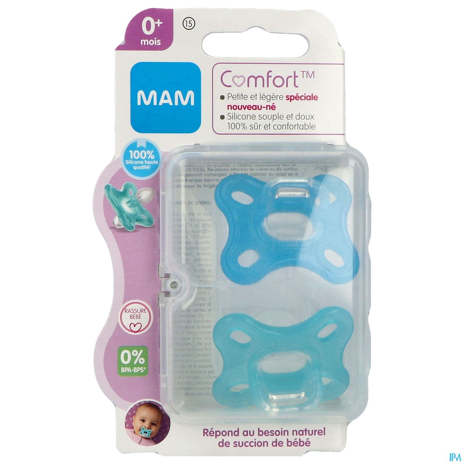 SUCET MAM COMFORT SILIC BLEU +0M 2
