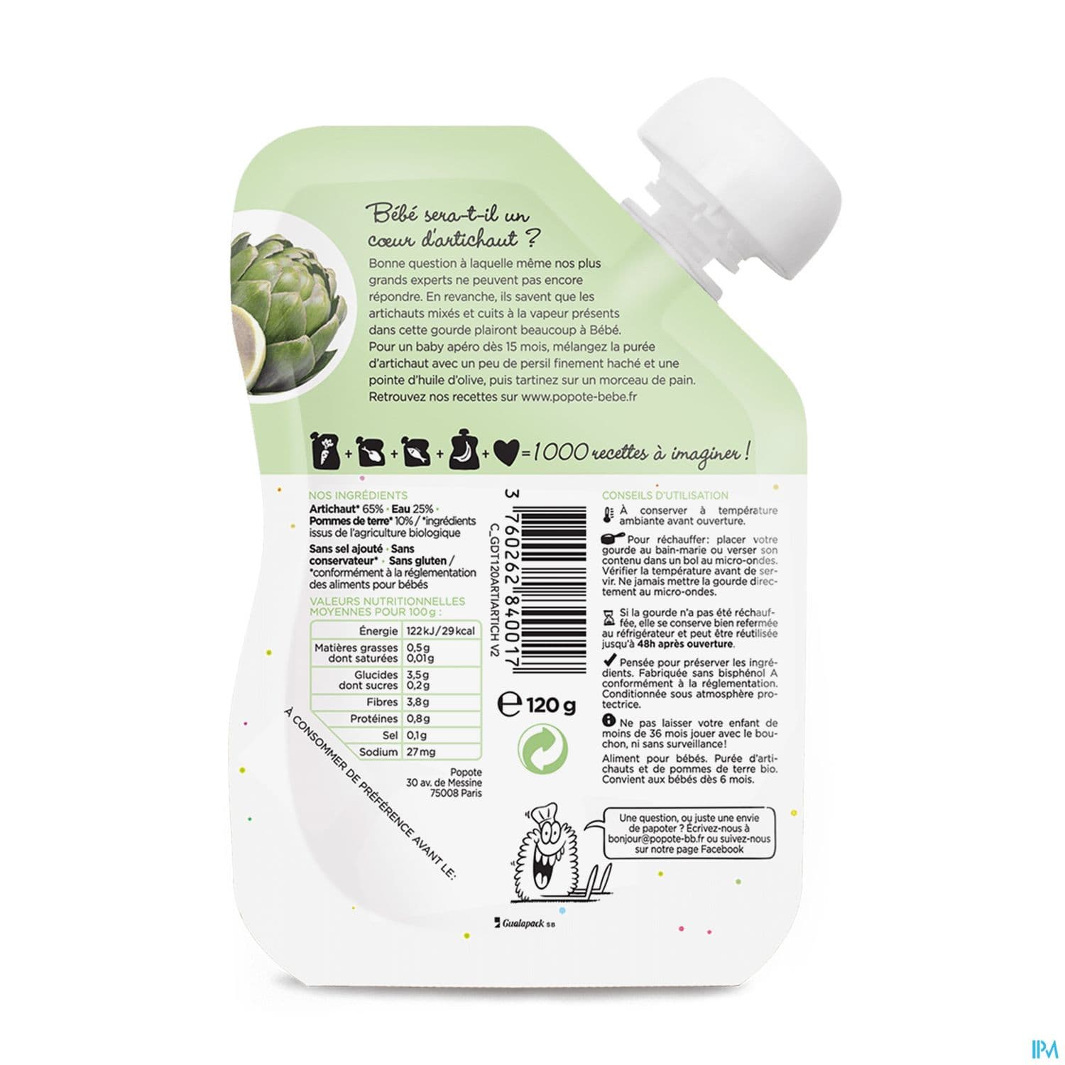 POPOTE PUREE ARTICHAUT 120G