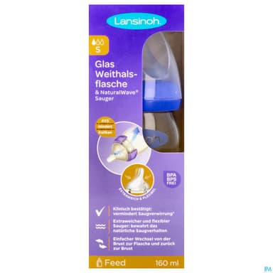 LANSINOH BIB VERRE NAT WAVE 160ML