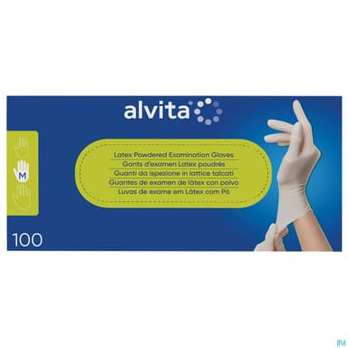 Alvita Gant Latex Poudre Non Sterile Medium 100