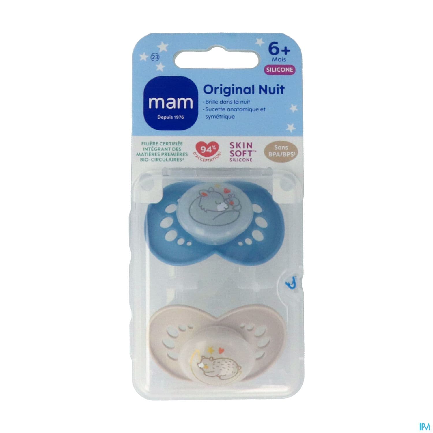 Mam Sucette Original Nuit +6m Silicone X2