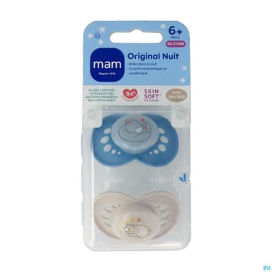 Mam Sucette Original Nuit +6m Silicone X2
