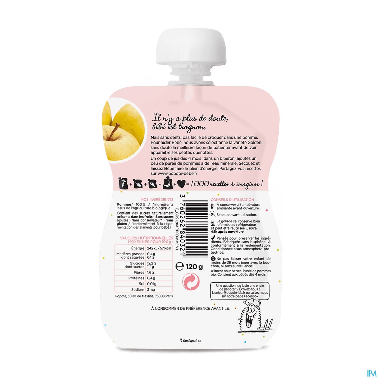POPOTE COMPOTE POMME LISSE 120G