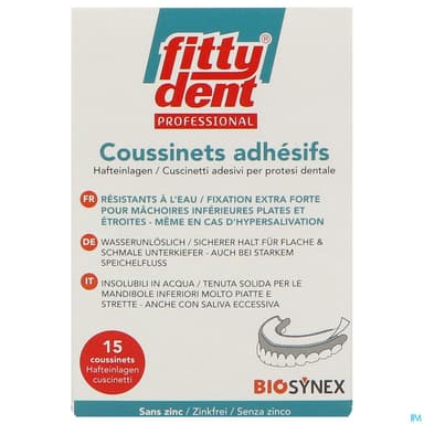 Fittydent Professionnal Coussinets Adhesifs Sans Zinc 15