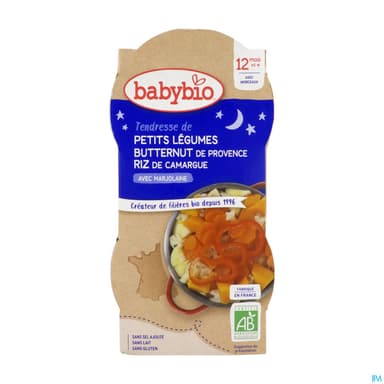 BABYBIO BON/NUIT LEG/RIZ 2X200G