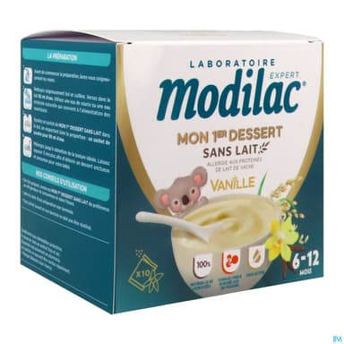 Modilac 1er Dessert Sans Lait Poudre Vanille 6mois Sachet 10