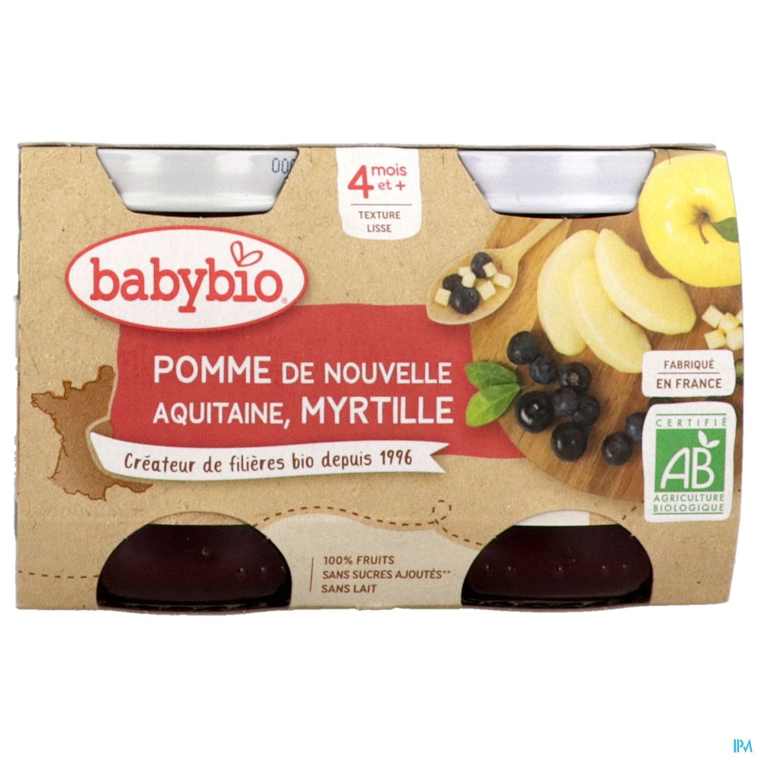BABYBIO POMME/MYRTILLE 2X130G