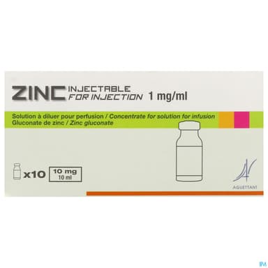 ZINC 1MG/ML A SOL INJ 10ML 10