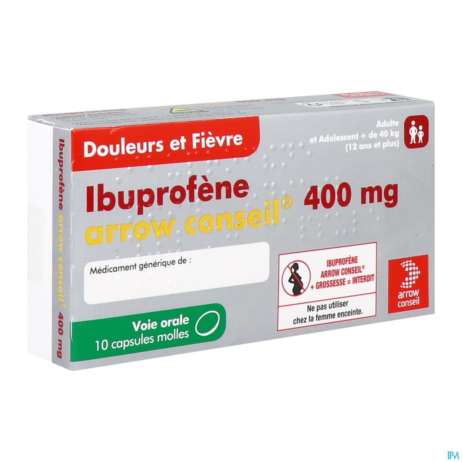 Ibuprofene Arrow Conseil 400mg Capsule Molle 10