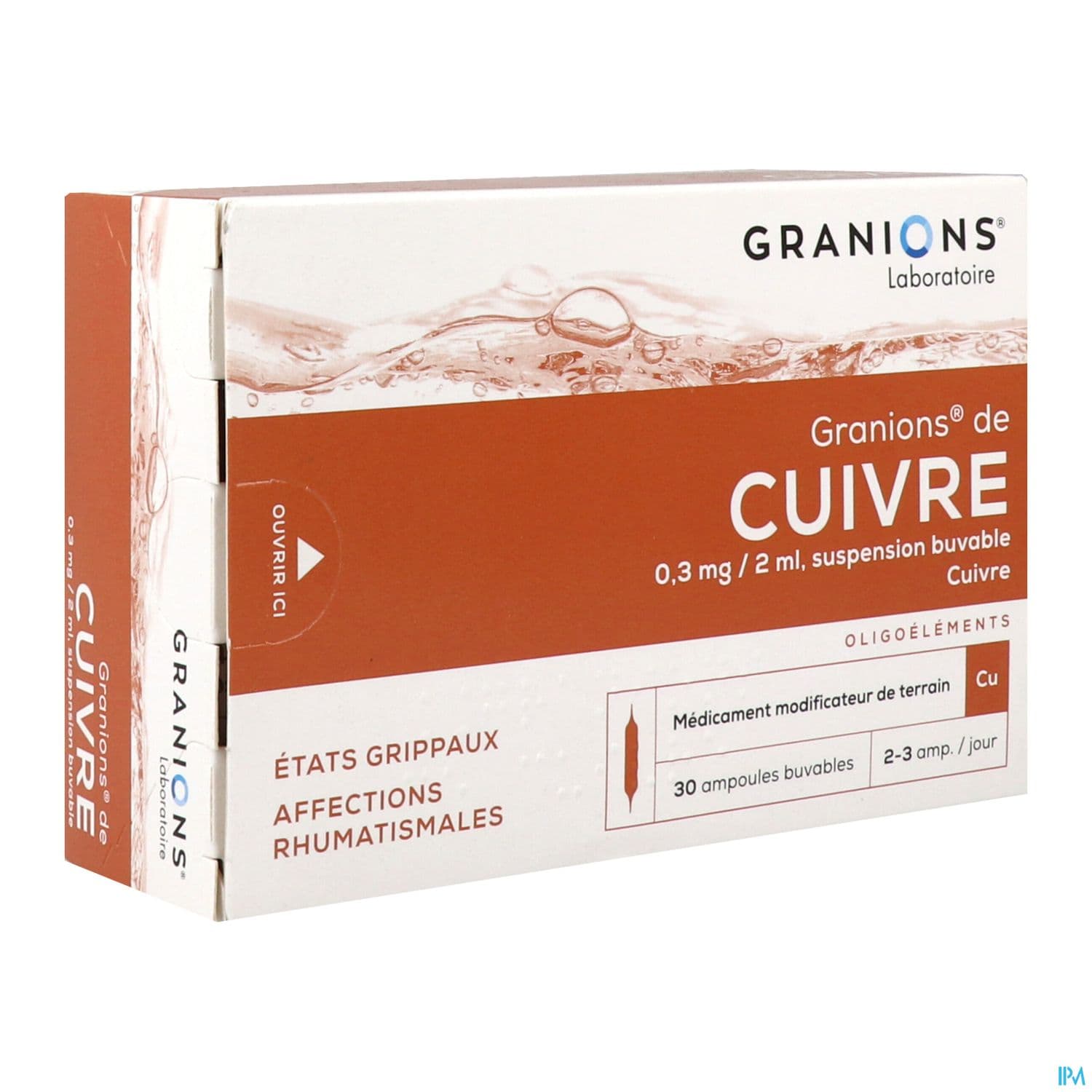 Granions Cuivre 0mg3/2ml Solution Buvable Ampoule 2ml 30