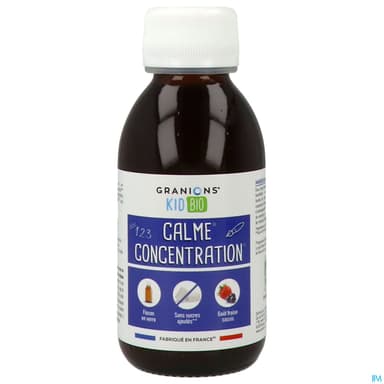 Granions Kid Bio Calme Et Concentration Solution Buvable Fraise Cassis 125ml