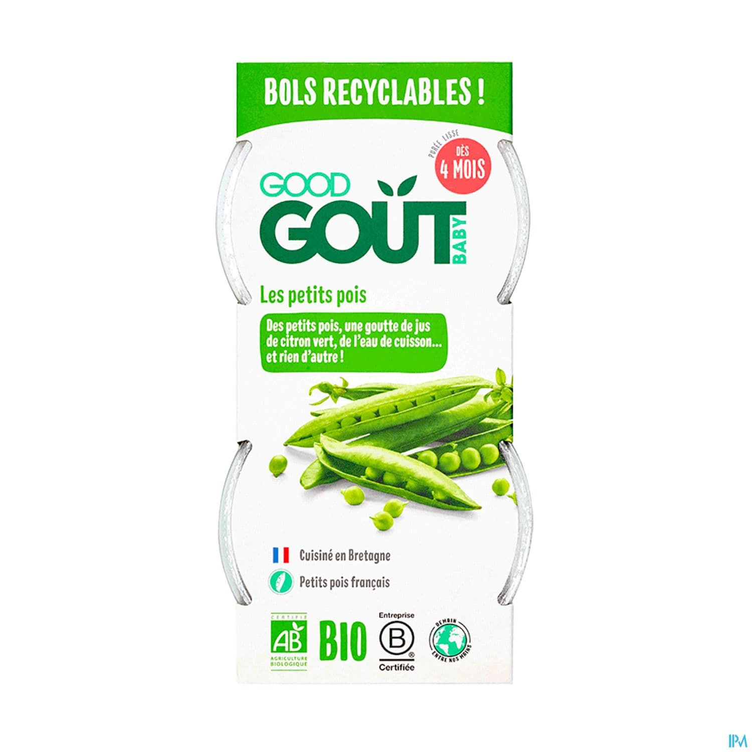 Good Gout Baby Bols Petits Pois Bio 120g X2