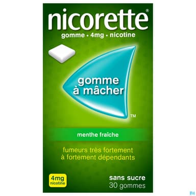 NICORETTE 4MG GOM MED SS SUC MEN FR PLQ/30GOM