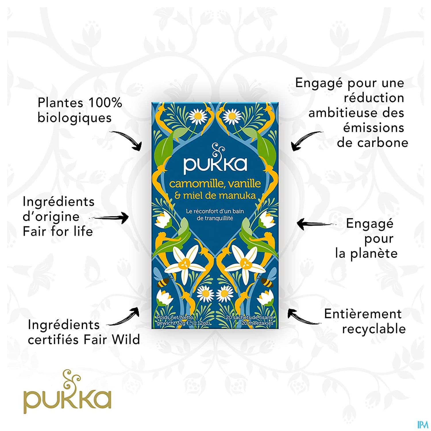 Pukka Infusion Camomille Vanille Miel De Manuka Bio Sachet 20