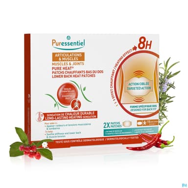 Puressentiel Patch Chauffant Bas Du Dos Pure Heat Articulations Muscles Aux 14 Huiles Essentielle X2