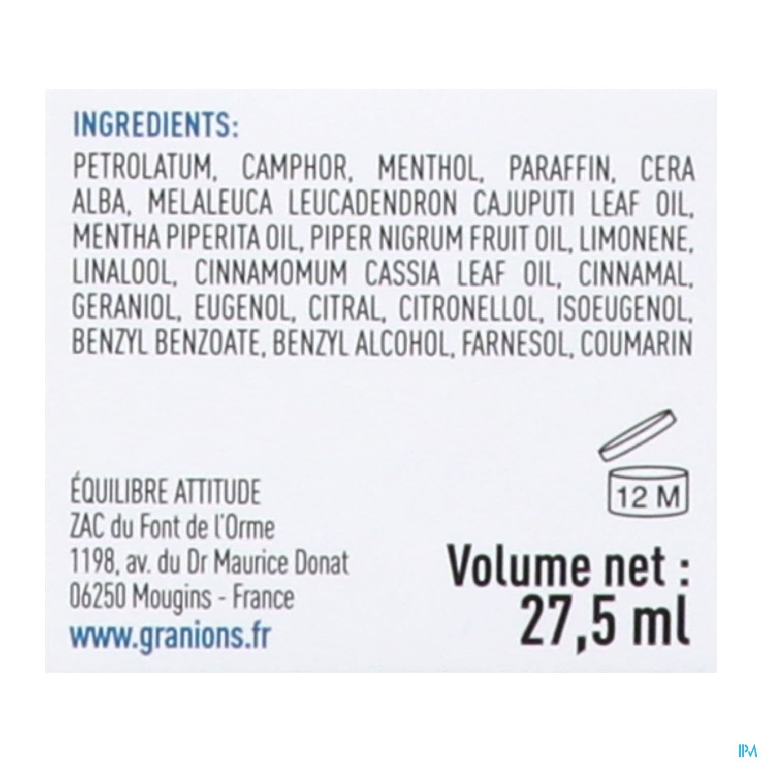 GRANIONS DECONT MUSCUL BAUME CHAUF
