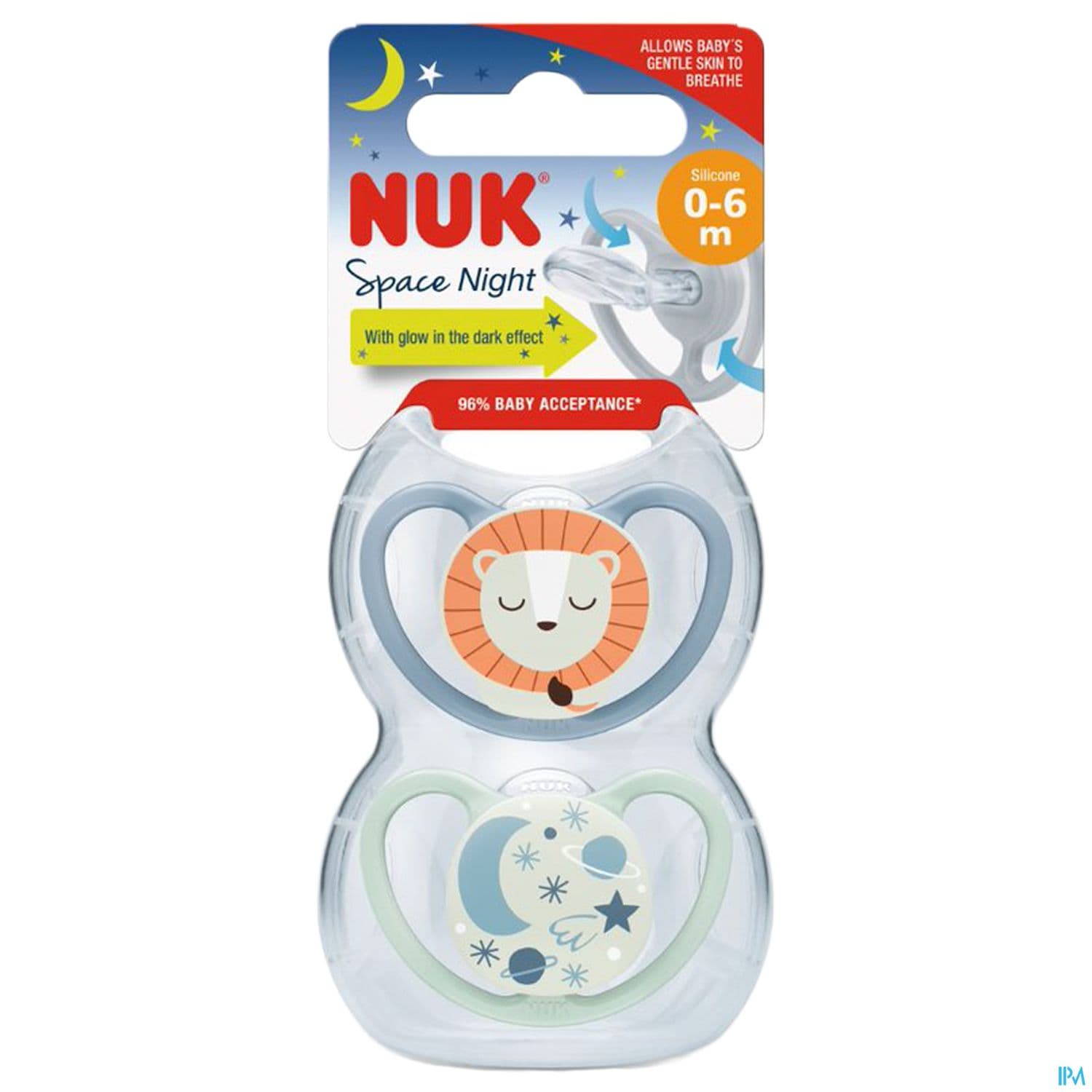 Nuk Sucette Silicone Space 0/6m Nuit Garcon X2