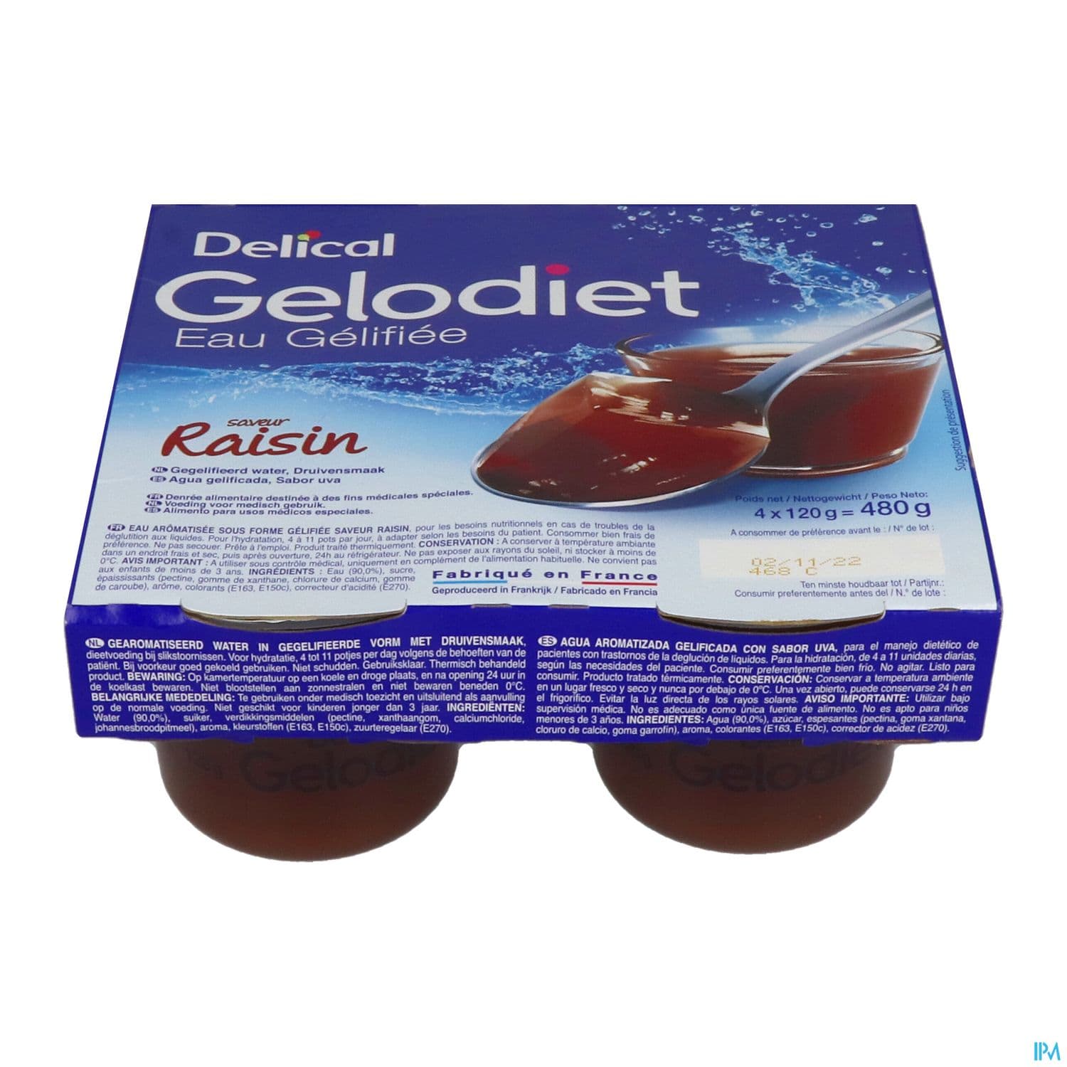 Gelodiet Eau Gelifiee Raisin 120g X4