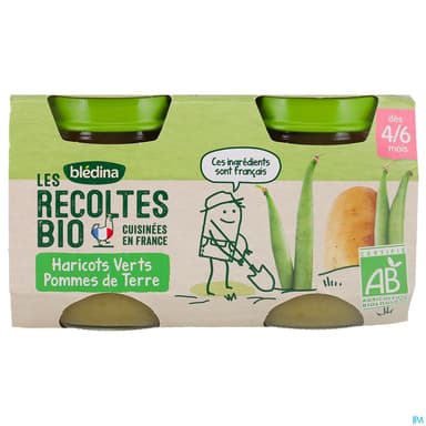 Bledina Les Recoltes Bio Pot Haricot Pommes De Terre 130g X2