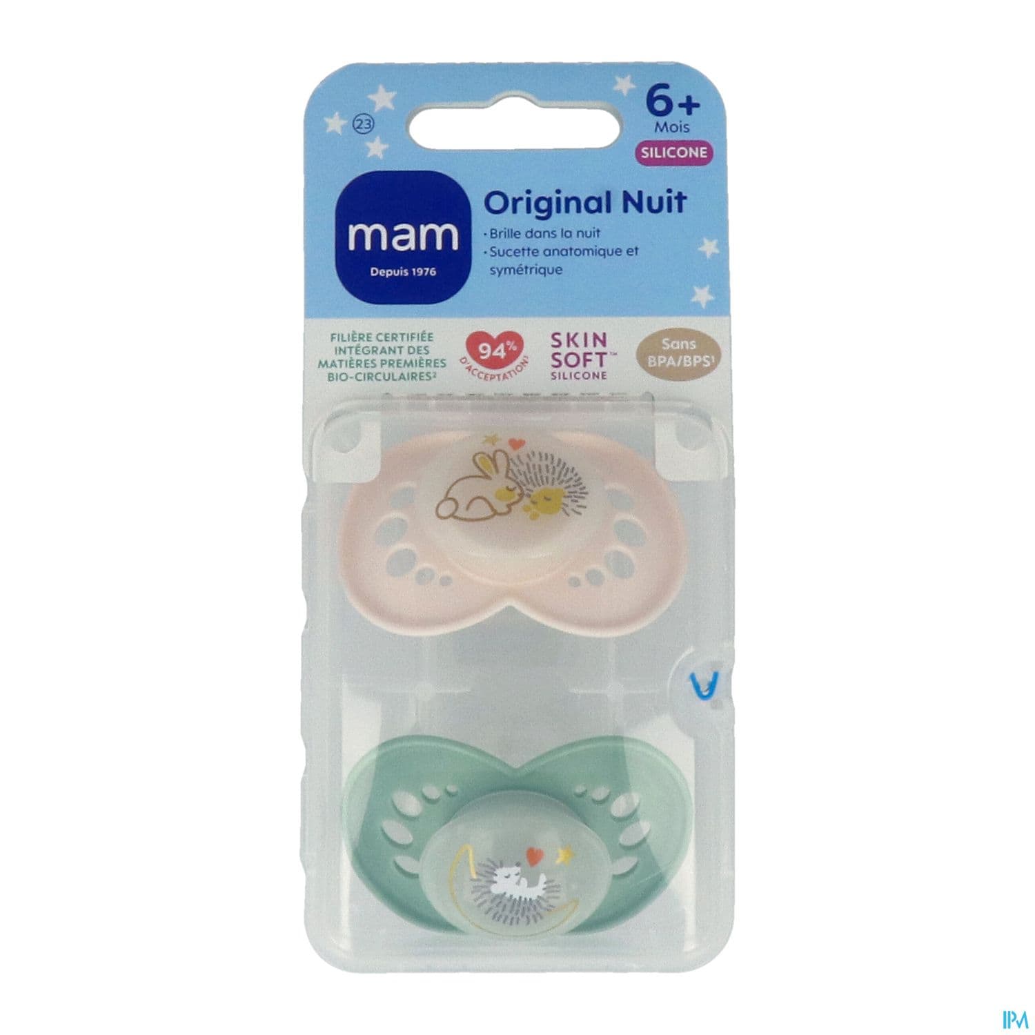 Mam Sucette Original Nuit +6m Silicone X2