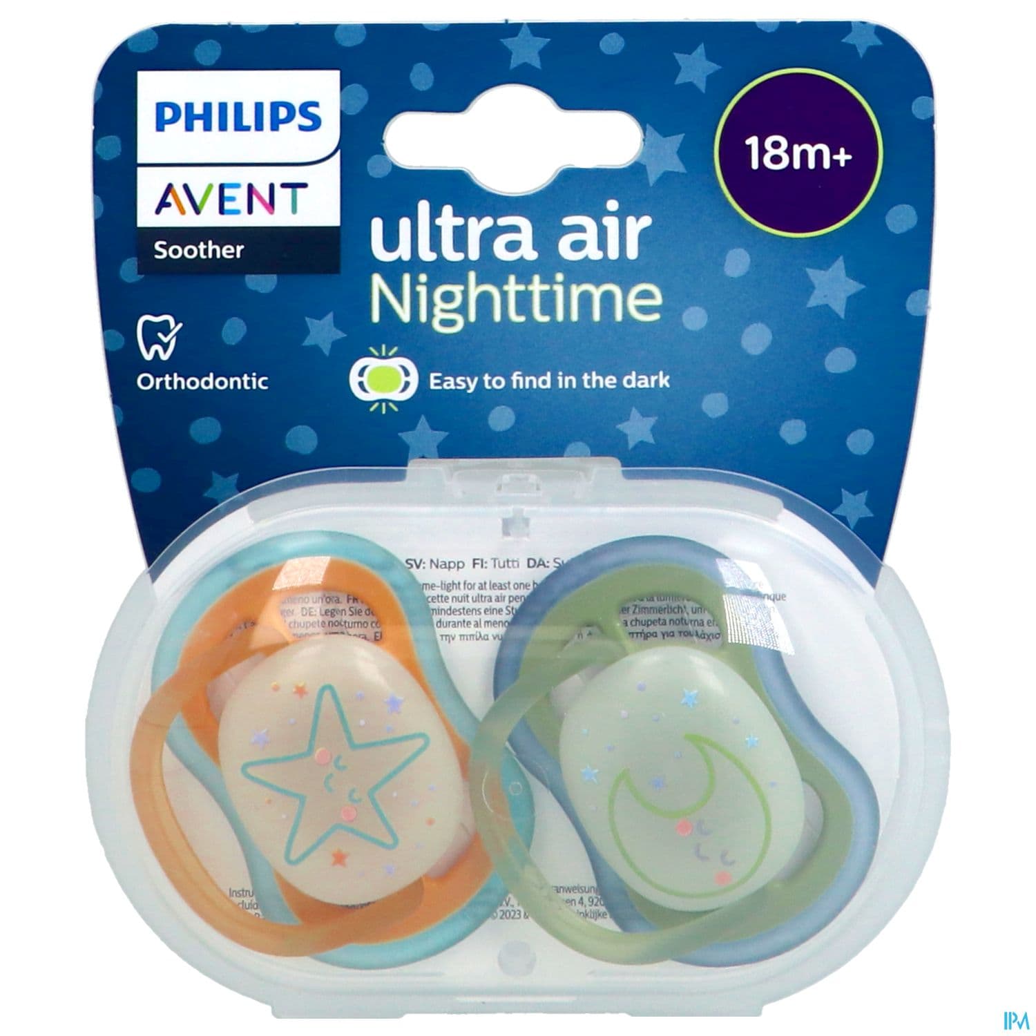 Avent Sucette Ultra Air Nuit +18mois Star Moon X2