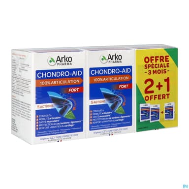 Arkopharma Chondro Aid 100% Articulations 2+1mois Offert Gelule 180