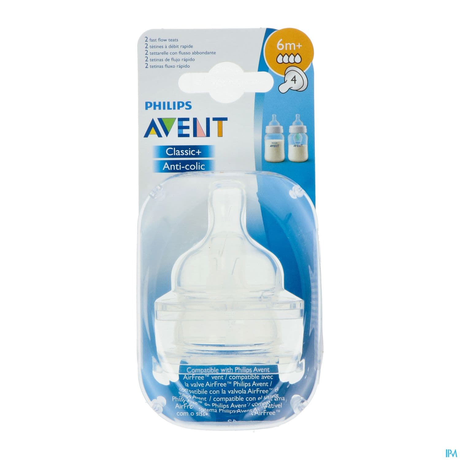 Avent Tetine Classic+ Anti Coliq Debit Rapide 6mois+ Scf634/27 X2
