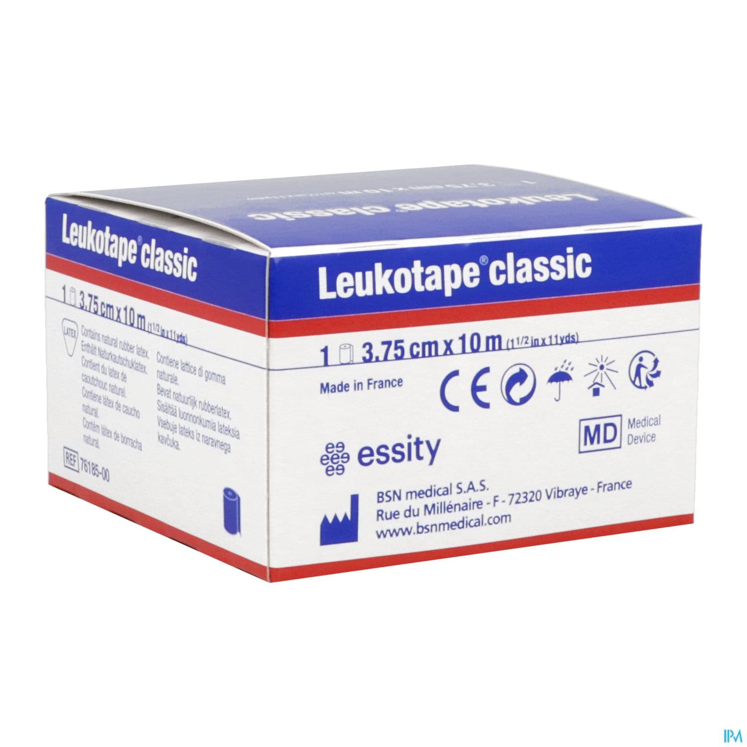 Leukotape Classic Bande Adhesive 10m X 3cm75 Bleu X5